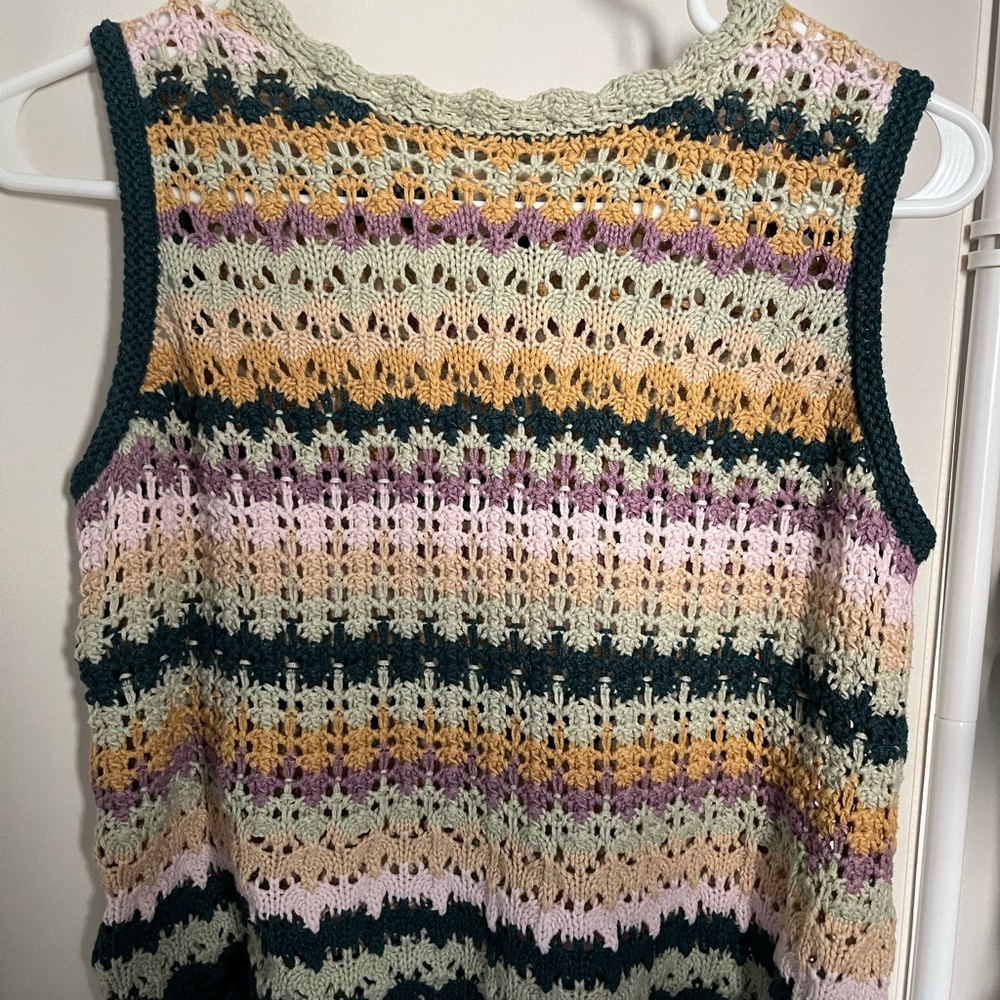 Crochet Striped Tank Top in Pastel Mix